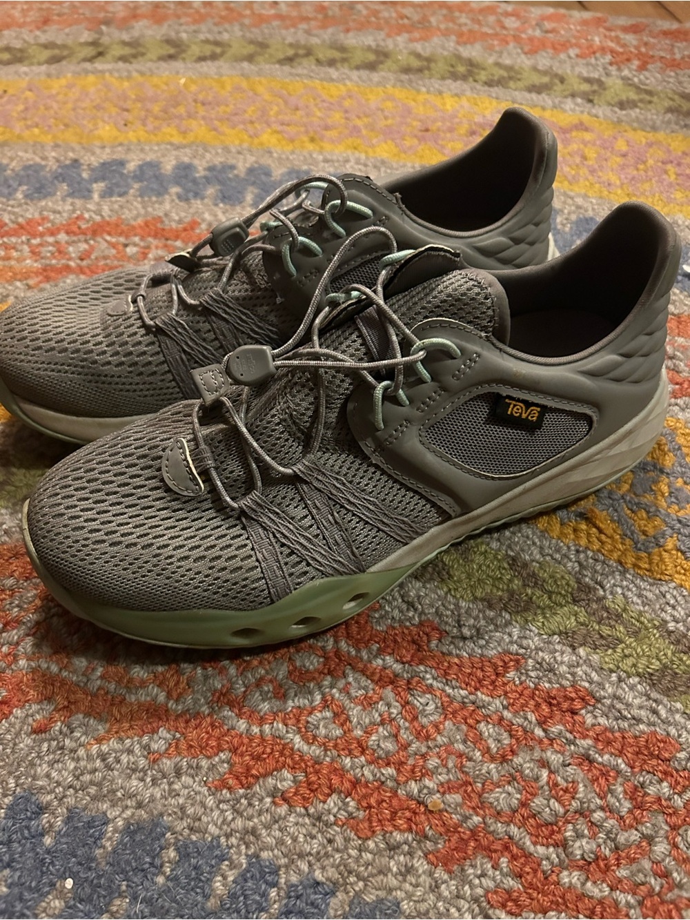 Teva Women's Gray Athletic Sneakers with Mint Accents